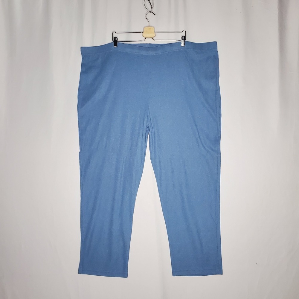 Fashion Formulas Vtg 60s Knit Pant Top Set Womens 3X Blue Textured Button Pocket - Picture 2 of 16